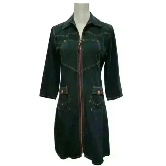 Jean Paul Gaultier Military Midi Zip Up Dress Luxury Designer Jacket Dress - Picture 1 of 8
